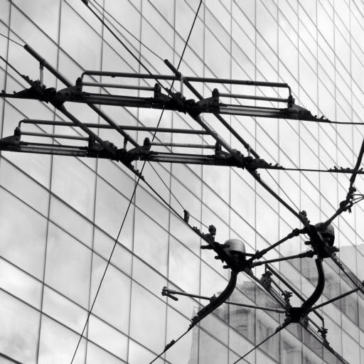 wires, electricity, black, white, line, windows Ahdrum