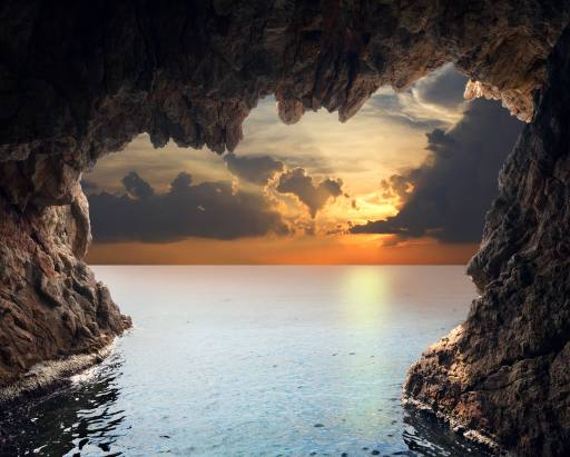 nature, landscape, water, cave, sunset Iakov Filimonov (Jackf)