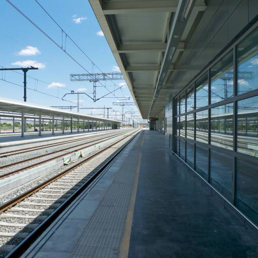 station, train, tracks, glass, sky, railroad Quintanilla