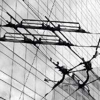 wires, electricity, black, white, line, windows Ahdrum