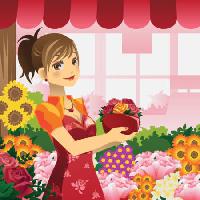 Pixwords The image with woman, flowers, shop, red, girl Artisticco Llc - Dreamstime