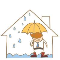 Pixwords The image with water, leak, man, umbrella, rain, house Falara - Dreamstime