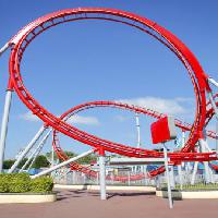 rollercoaster, train, rail, tracks, red, sky, park Brett Critchley - Dreamstime