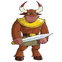 Pixwords The image with warrior, sword, horns, bull, taurus, animal Dedmazay - Dreamstime