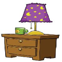 lamp, stand, cup, drawer, moon, stars Dedmazay - Dreamstime