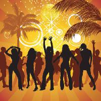 Pixwords The image with party, people, dance, palms, yellow Roman Dekan - Dreamstime