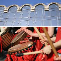 Pixwords The image with building, glass, windows, drums, sticks, hands Thomas Langlands - Dreamstime