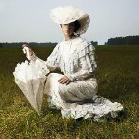 woman, old, umbrella, white, field, grass George Mayer - Dreamstime