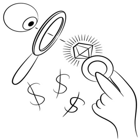 lens, magnifying glass, ring, diamond, dolar, sign, hand John Takai - Dreamstime