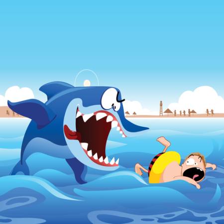 shark, swim, man, attack, beach, sand, sea, water Zuura - Dreamstime