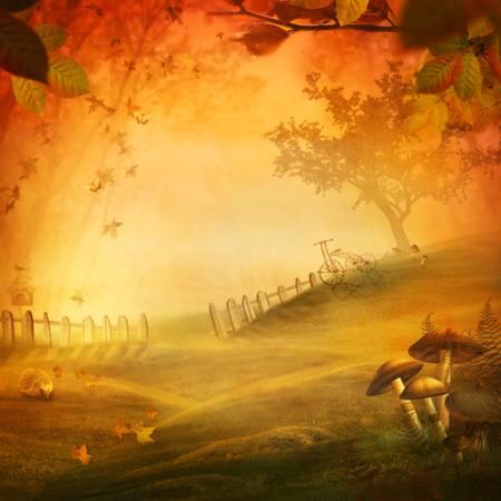 season, fire, mushrooms, field, red, leaf, fence Mythja - Dreamstime