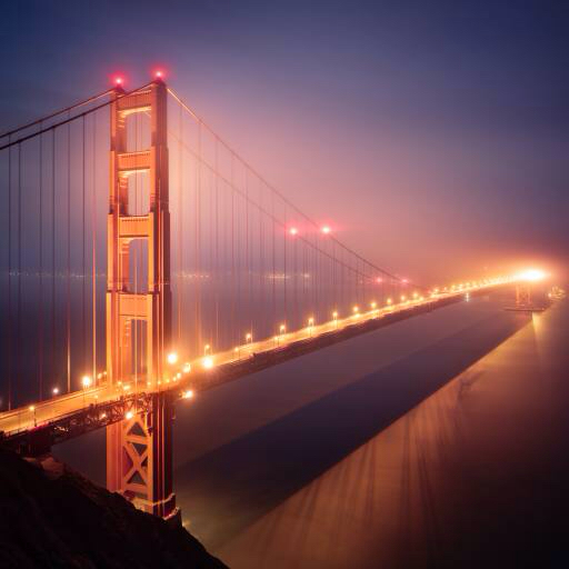 bridge, night, lights, water Juliengrondin