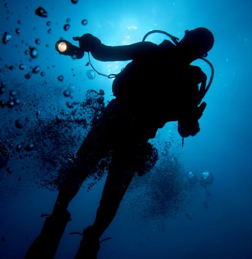 water, man, diver, blue, light, bubbles Planctonvideo