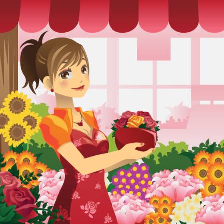 woman, flowers, shop, red, girl Artisticco Llc - Dreamstime