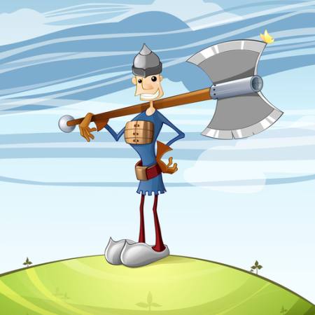 hatchet, sword, catoon, man, victory Tachen - Dreamstime