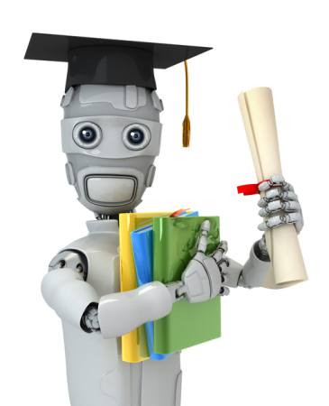 graduate, robot, paper, diploma, files, books, hat Vladimir Nikitin - Dreamstime