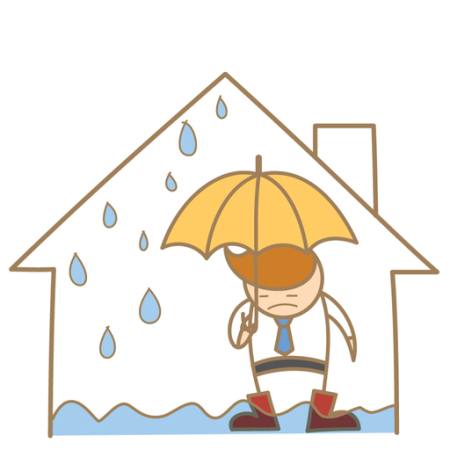 water, leak, man, umbrella, rain, house Falara - Dreamstime