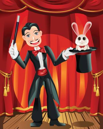 bunny, magician, wand, stage Artisticco Llc - Dreamstime