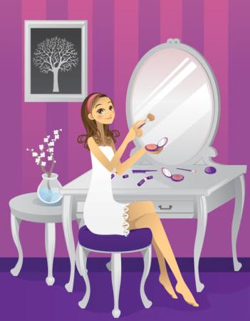 woman, makeup, tree, mirror, desk Artisticco Llc - Dreamstime