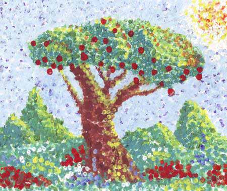 tree, fruits, red, garden, painting, art Anastasia Serduykova Vadimovna - Dreamstime
