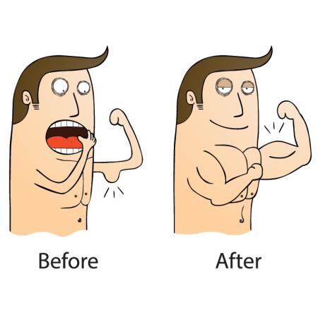 muscle, weak, before, after zenwae - Dreamstime