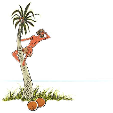 man, island, stranded, coconut, palm tree, look, sea, ocean Sylverarts - Dreamstime