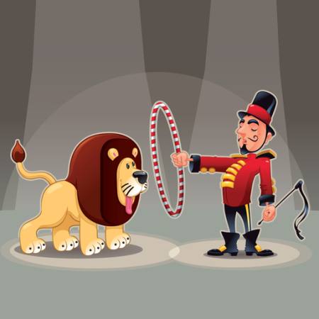 lion, man, circle, circus, animal Danilo Sanino - Dreamstime