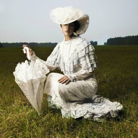woman, old, umbrella, white, field, grass George Mayer - Dreamstime