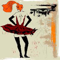 Pixwords The image with painting, woman, dress, drawing, red Lunetskaya