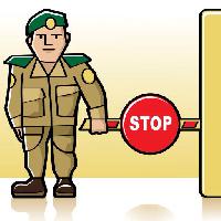Pixwords The image with stop, soldier, barrier, army Zitramon