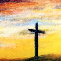 Pixwords The image with cross, painting, sky, yellow Lenora