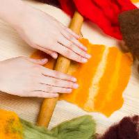 Pixwords The image with hands, cook, cooking, baking, red, orange, stick, wood Natallia Khlapushyna (Chamillewhite)