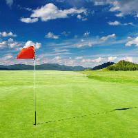 Pixwords The image with green, field, flag, golf, sky, clouds Dmitry Pichugin (Dmitryp)