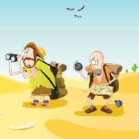 Pixwords The image with desert, map, compass, binoculars, men Zuura - Dreamstime