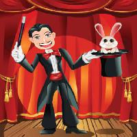 Pixwords The image with bunny, magician, wand, stage Artisticco Llc - Dreamstime