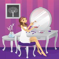 Pixwords The image with woman, makeup, tree, mirror, desk Artisticco Llc - Dreamstime