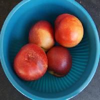 Pixwords The image with fruits, bowl, blue, eat, peaches Westhimal