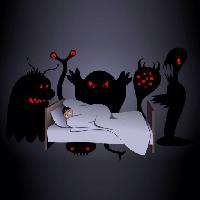 Pixwords The image with halloween, bed, monster, monsters, night, scarry Aidarseineshev