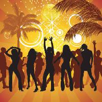 party, people, dance, palms, yellow Roman Dekan - Dreamstime