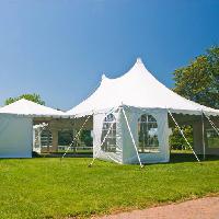 Pixwords The image with tent, green, grass, lawn, white, sky, tree Ken Cole (Kcphotos)