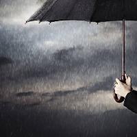 Pixwords The image with rain, umbrella, drops, hand Arman Zhenikeyev - Dreamstime