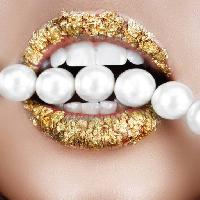 Pixwords The image with mouth, pearl, pearls, teeth, gold, lips, golden, woman Luba V Nel (Lvnel)