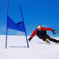 Pixwords The image with sky, blue, flag, man, winter, snow, Rcaucino - Dreamstime