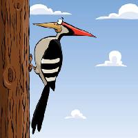 Pixwords The image with wood, forest cartoon, bird, pecker, sky Dedmazay - Dreamstime